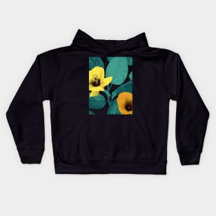 Dark vibrant tropical leaves and flowers. Exotic floral print. Summer jungle textural background. Kids Hoodie
